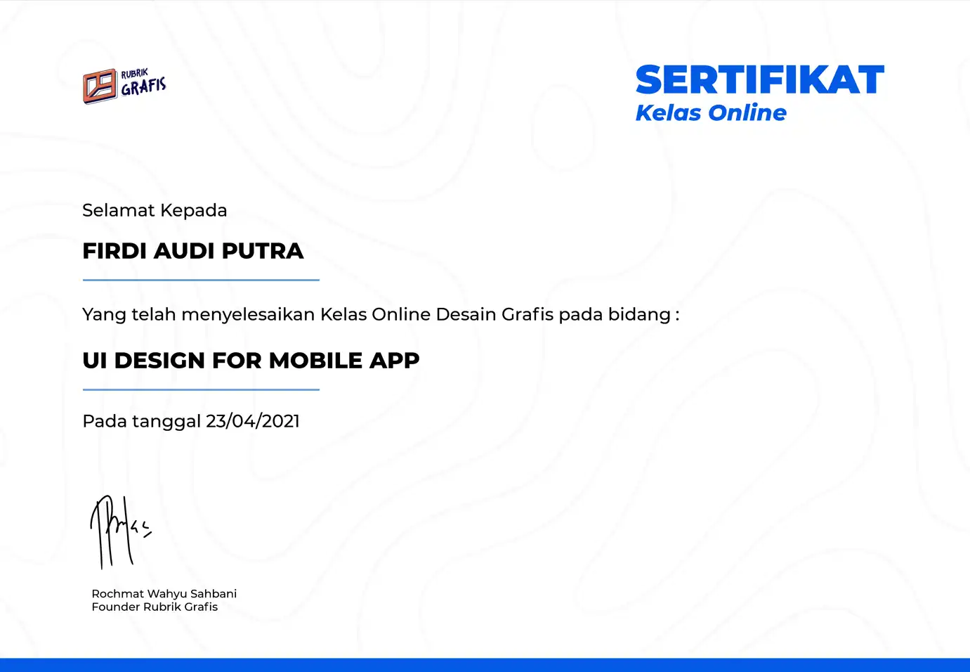 Class UI Design Mobile App with Rubrik Grafis